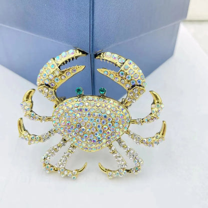 Cute Crab Alloy Artificial Crystal Unisex Brooches