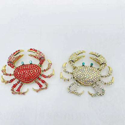 Cute Crab Alloy Artificial Crystal Unisex Brooches