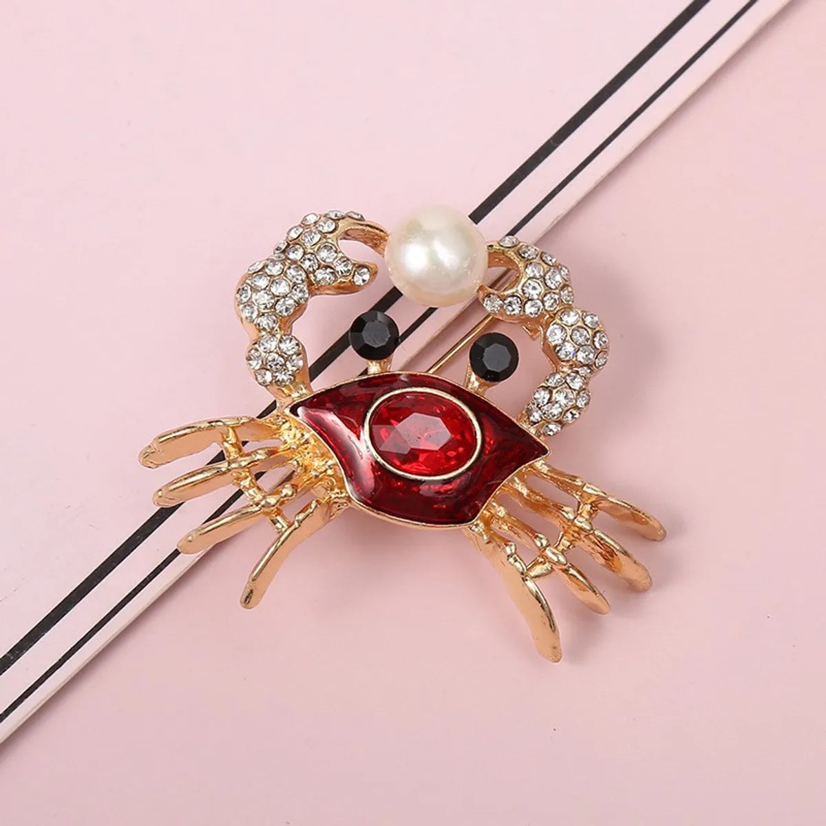 Cute Crab Alloy Artificial Crystal Unisex Brooches