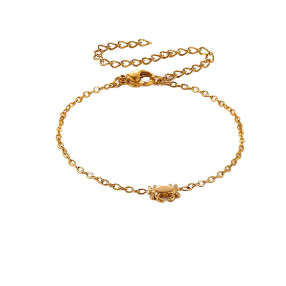 Cute Crab Bracelet In Gold Plated Stainless Steel Sweet Edgy Animal Jewelry For Women And Men