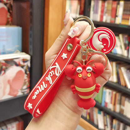 Cute Crab Lobster Pvc Metal Women'S Bag Pendant Keychain