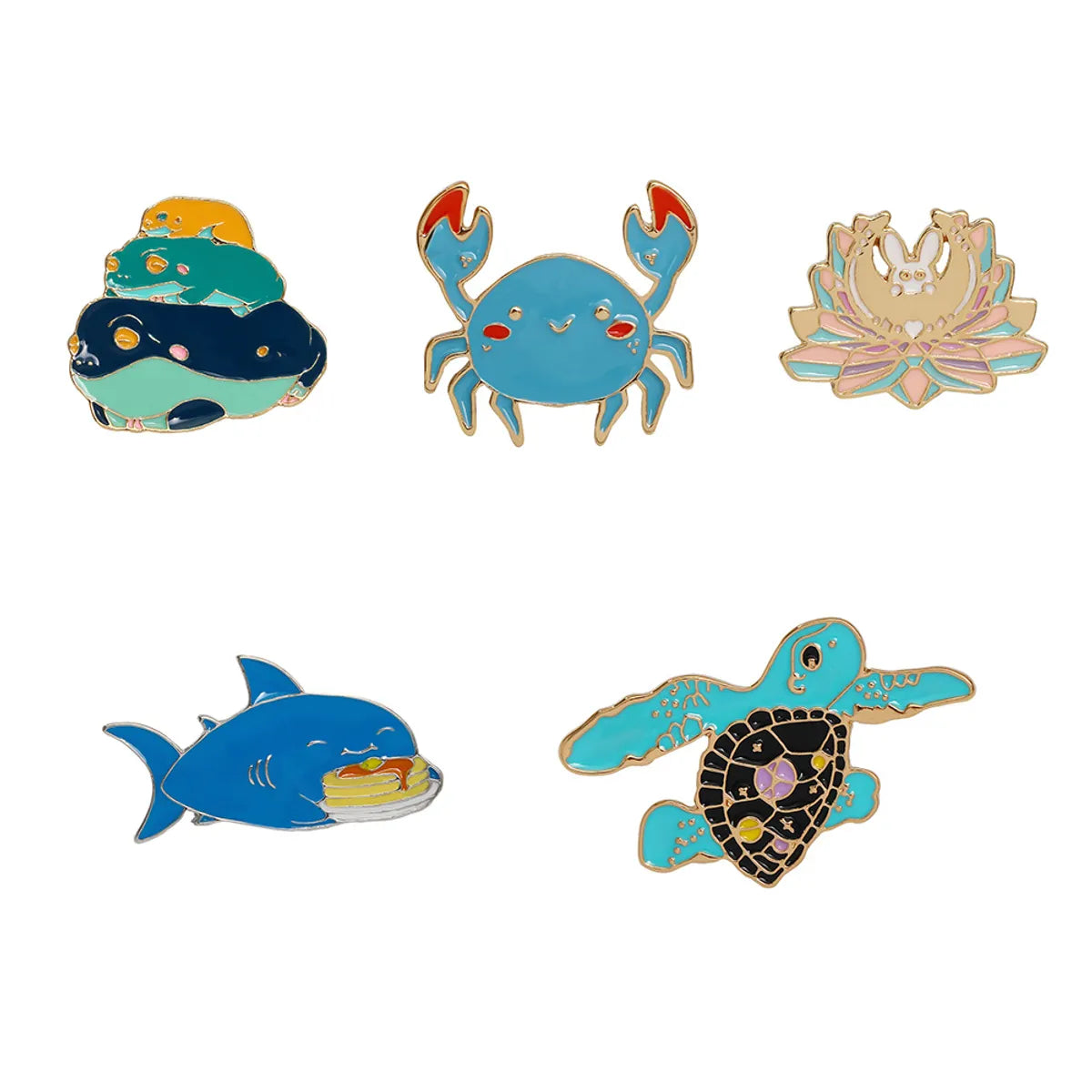 Cute Crab Shark Alloy Enamel Unisex Brooches