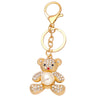 Cute Creative Pendant Bear Pearl Inlaid Rhinestone Alloy Key Chain