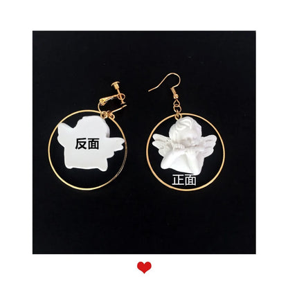 Cute Cupid Archery Angel Plaster Asymmetric Earrings Wholesale