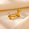 Cute Dachshund Animal Brooch For Women Geometric Stainless Steel Design With 18K Gold Plated Finish Elegant Fashion Jewelry Accessory