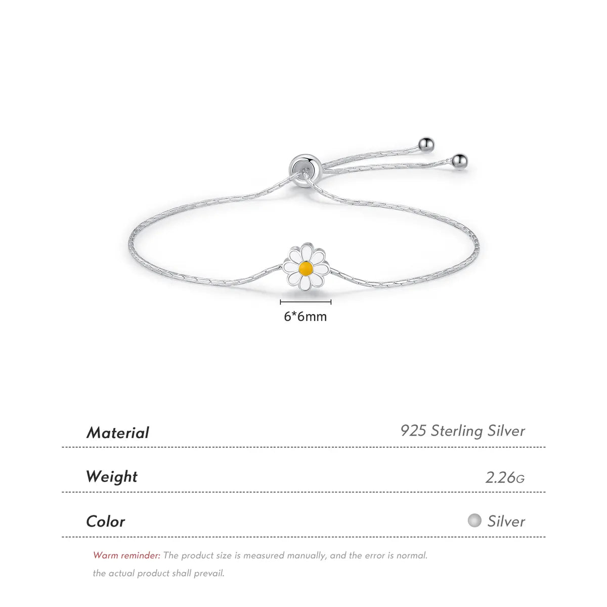 Cute Daisy Sterling Silver Silver Plated Bracelets In Bulk