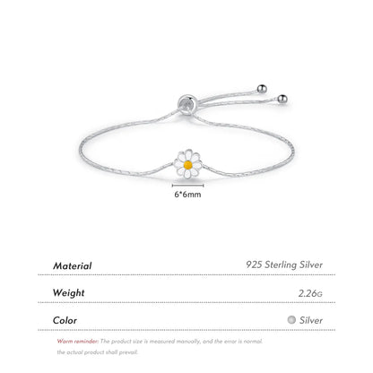 Cute Daisy Sterling Silver Silver Plated Bracelets In Bulk