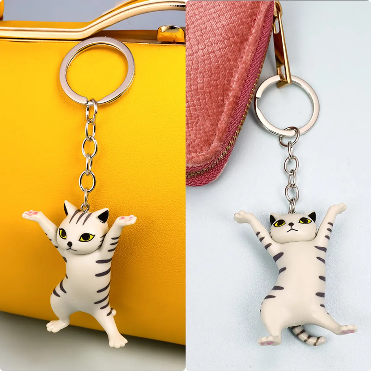 Cute Dancing Cat Pendant Keychain