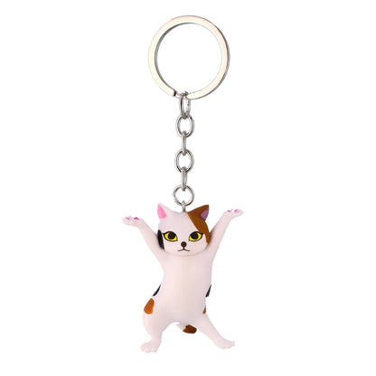 Cute Dancing Cat Pendant Keychain