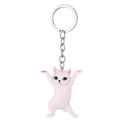 Cute Dancing Cat Pendant Keychain