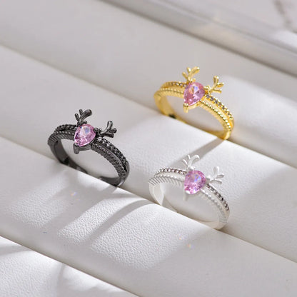 Cute Deer Copper Plating Open Rings