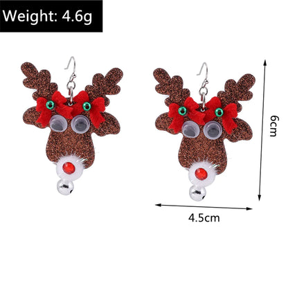 1 Pair Cute Deer Patchwork Mixed Materials Drop Earrings