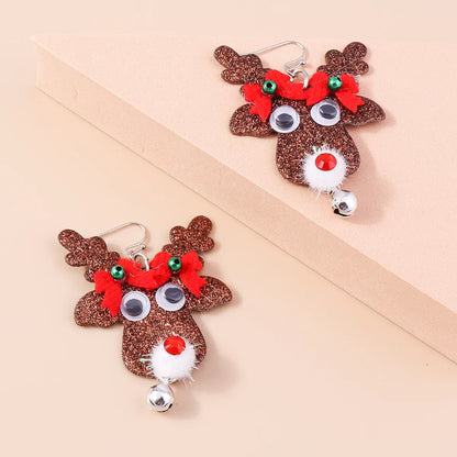 1 Pair Cute Deer Patchwork Mixed Materials Drop Earrings