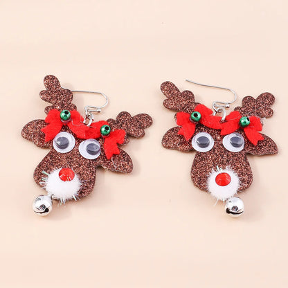 1 Pair Cute Deer Patchwork Mixed Materials Drop Earrings