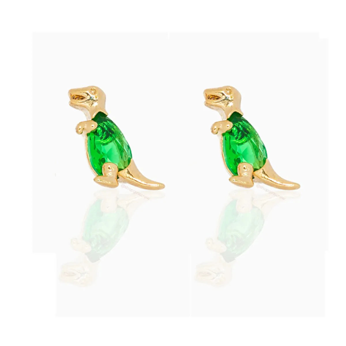 Cute Dinosaur Alloy Plating Rhinestones Women's Ear Studs 1 Pair