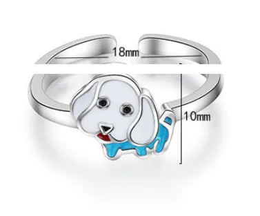 Cute Dog Copper Epoxy Adjustable Ring