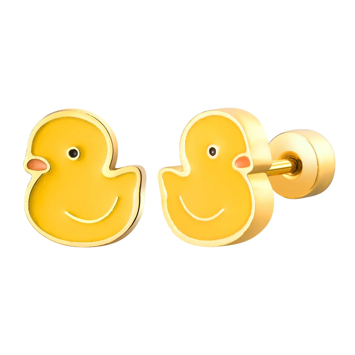 Cute Duck 201 Stainless Steel Epoxy Girl'S Ear Studs