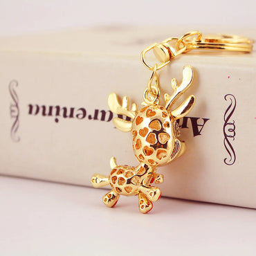 Cute Elk Zinc Alloy Stoving Varnish Plating Inlay Rhinestones Unisex Bag Pendant Keychain