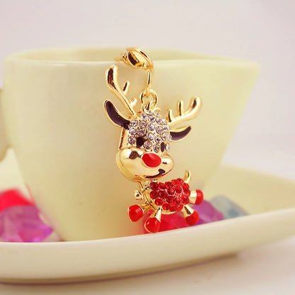 Cute Elk Zinc Alloy Stoving Varnish Plating Inlay Rhinestones Unisex Bag Pendant Keychain