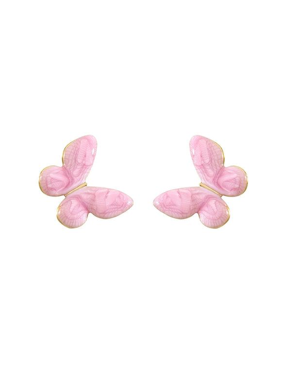 Cute Enamel Butterfly Earrings For Women Stainless Steel Animal Shaped Drip Oil Earrings With Light Luxury Style