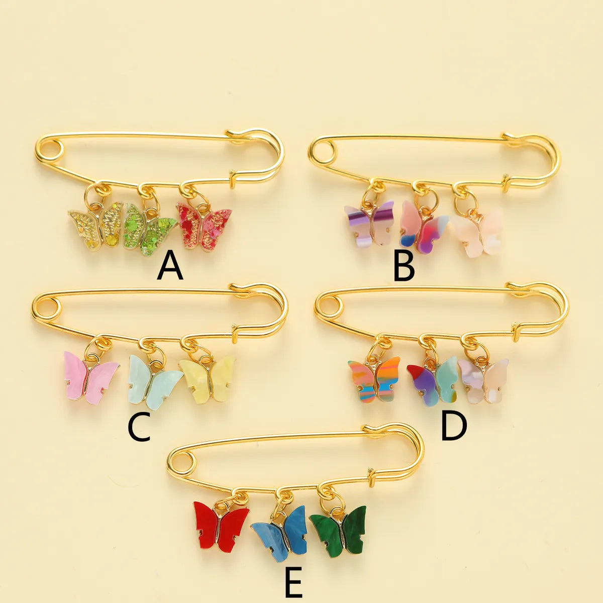 Cute Ethnic Style Simple Style Butterfly Alloy Inlay Shell Women'S Brooches