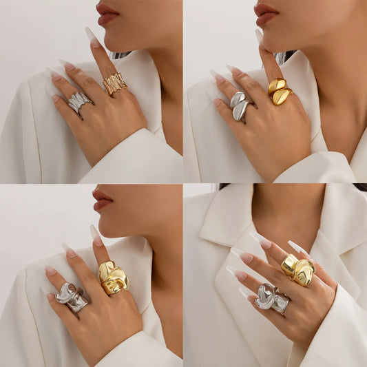 Cute Exaggerated Simple Style Asymmetrical Alloy Women'S Rings