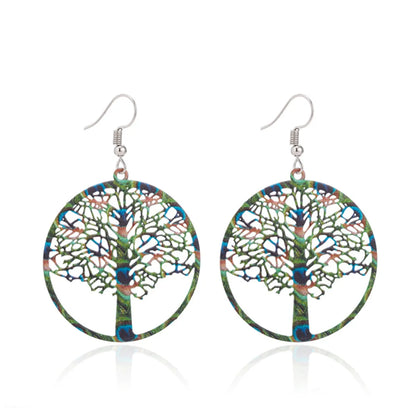 Cute Exaggerated Simple Style Multicolor Tree Alloy Hollow Out Women's Drop Earrings