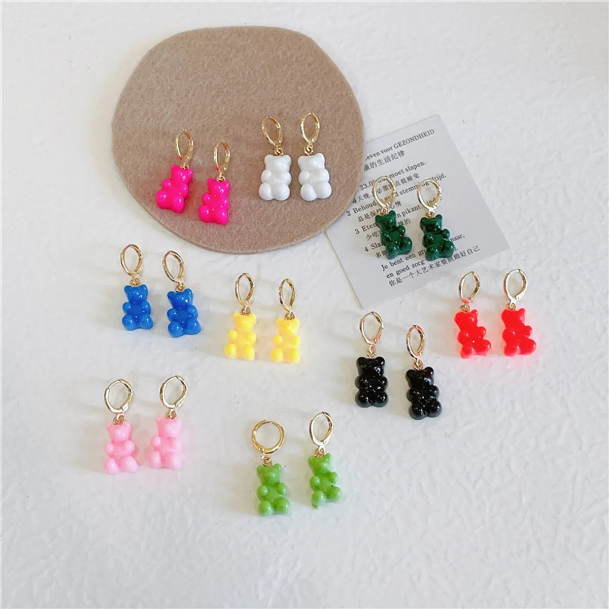 Cute Fashion Bear Bear Plastic Resin Resin Earrings