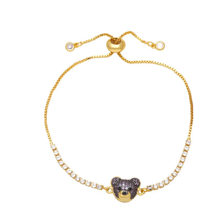 Cute Fashion Simple Style Bear Copper 18k Gold Plated Zircon Bracelets In Bulk