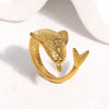 Cute Fish Shaped Stainless Steel Open Ring For Women With Animal Pattern And Electroplated Finish