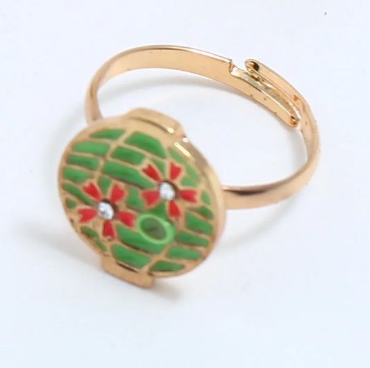 Cute Flower Alloy Enamel Inlay Rhinestones Unisex Open Rings