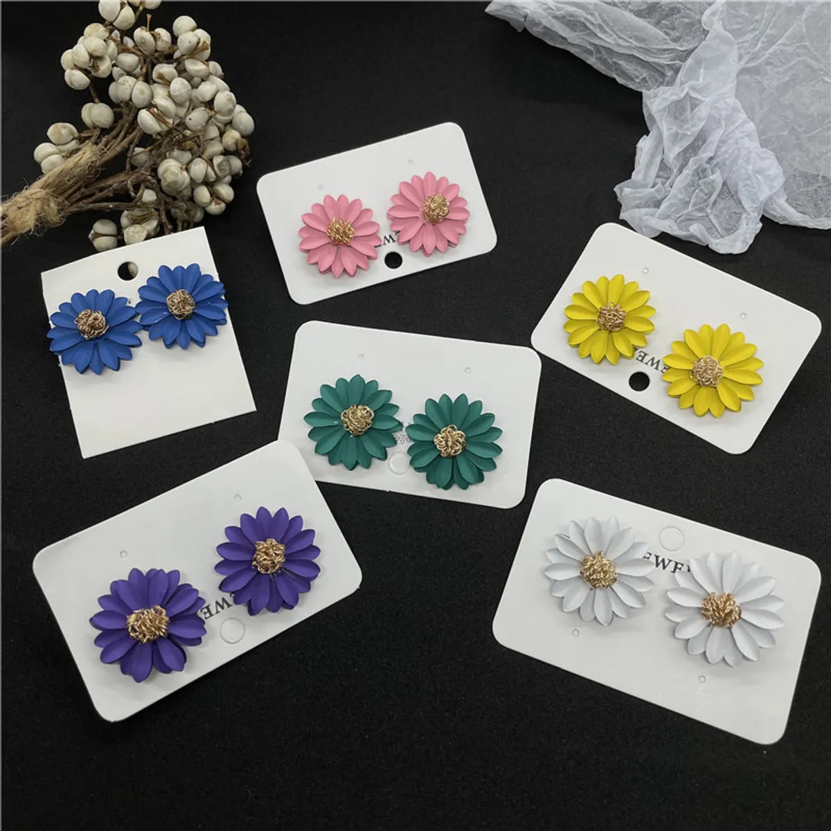 Cute Flower Alloy Plating Women'S Ear Studs