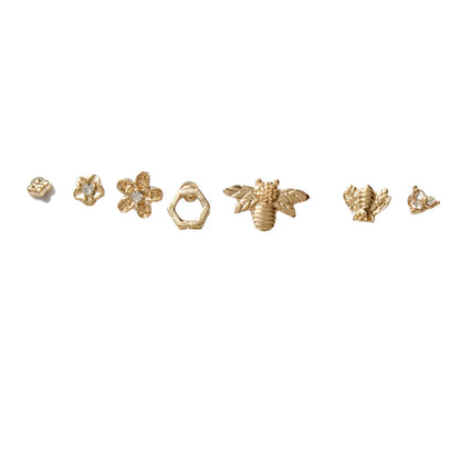 Cute Flower Bee Alloy Plating Rhinestones Women'S Ear Studs 1 Set