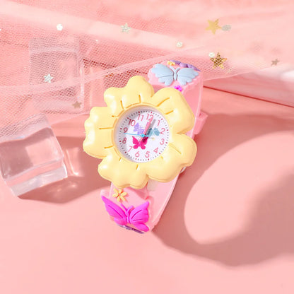 Cute Flower Bow Knot Buckle Quartz Kids Watches