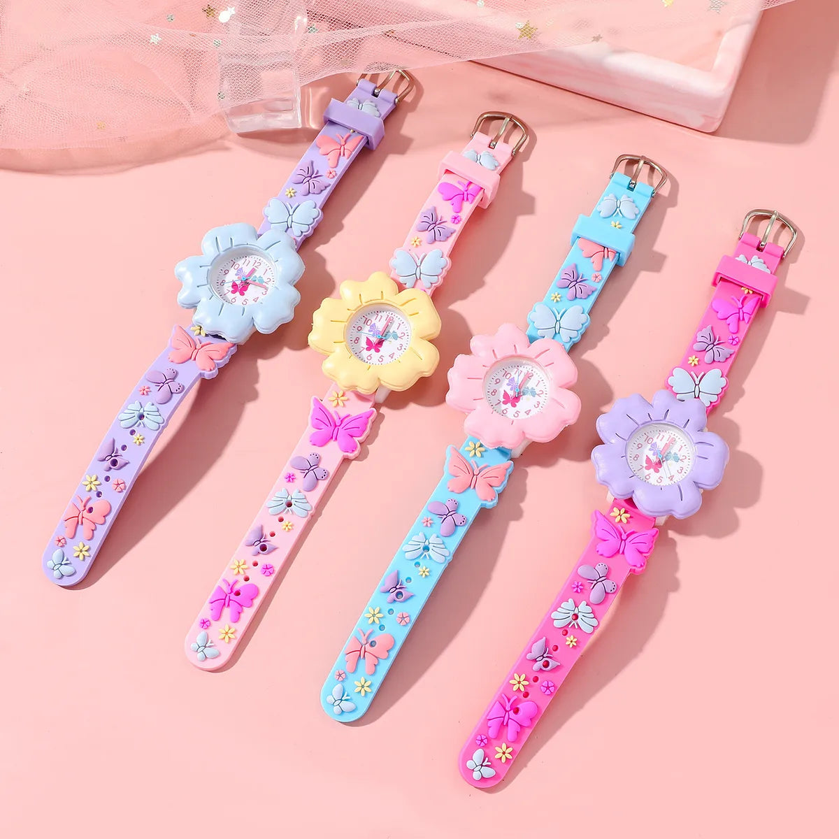 Cute Flower Bow Knot Buckle Quartz Kids Watches