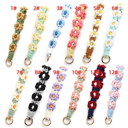 Cute Flower Cotton Knitting Bag Pendant Keychain