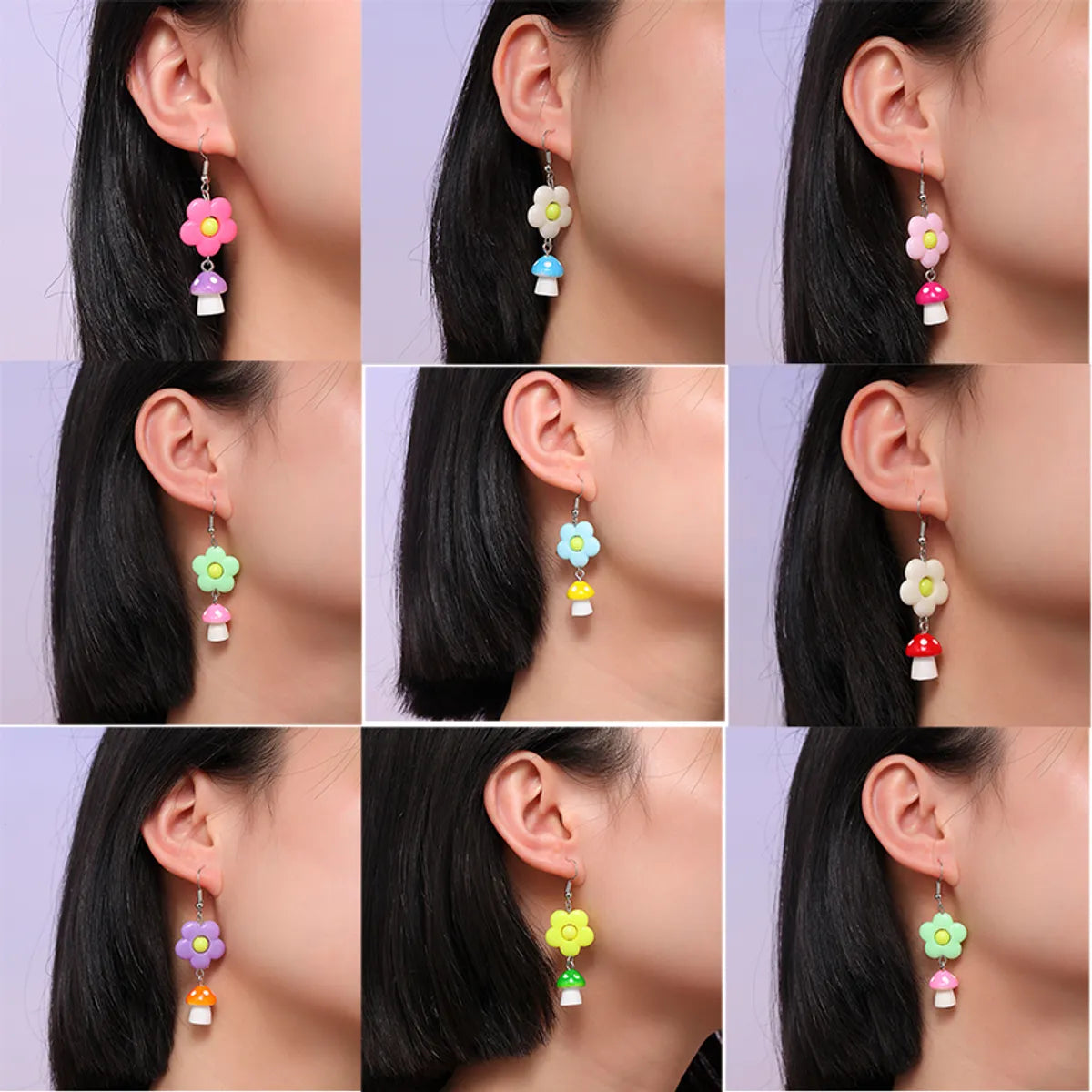 Cute Flower Mushroom Plastic Ear Hook 1 Pair