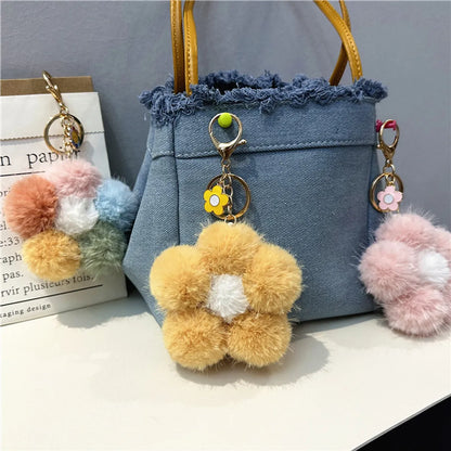 Cute Flower Plush Unisex Bag Pendant Keychain