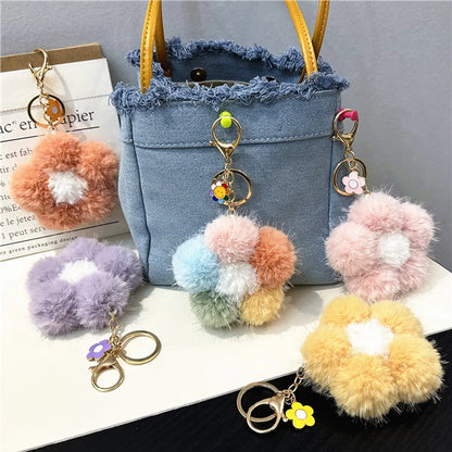 Cute Flower Plush Unisex Bag Pendant Keychain