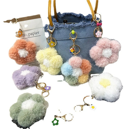 Cute Flower Plush Unisex Bag Pendant Keychain