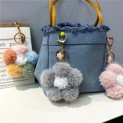 Cute Flower Plush Unisex Bag Pendant Keychain