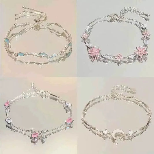 Cute Flower Rhinestones Alloy Wholesale Bracelets