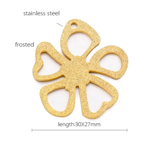 1 Piece Stainless Steel 18K Gold Plated Flower