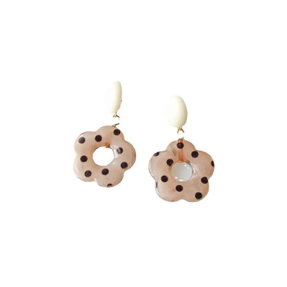 Cute Flower Synthetic Resin Drop Earrings