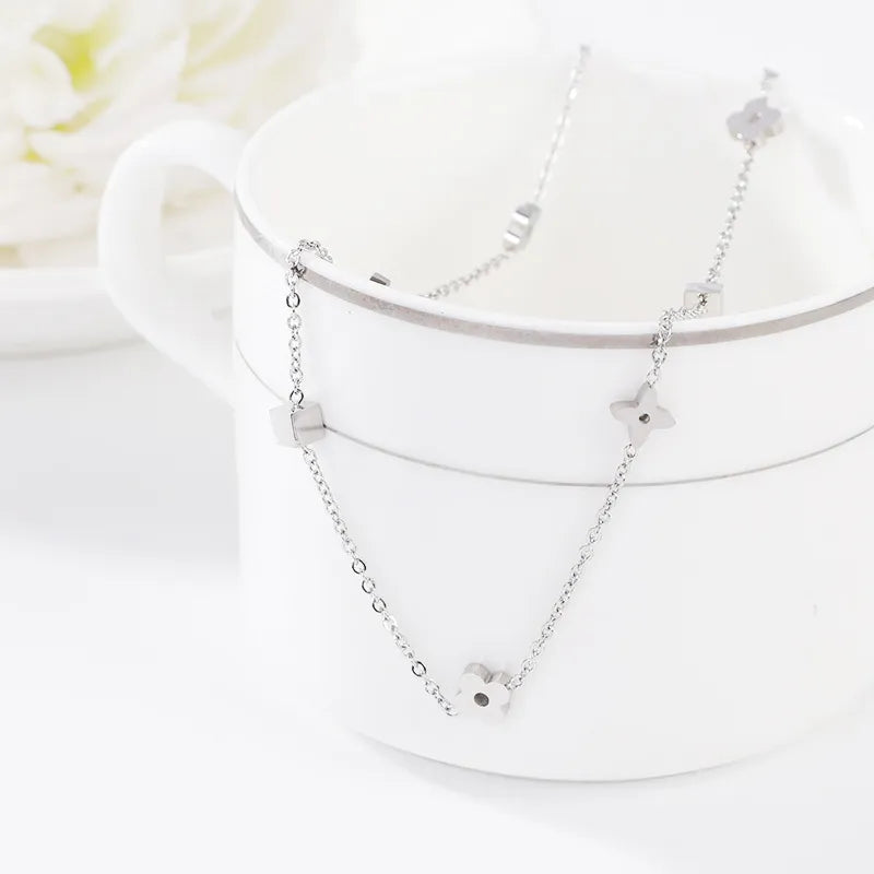 Cute Flower Titanium Steel Necklace