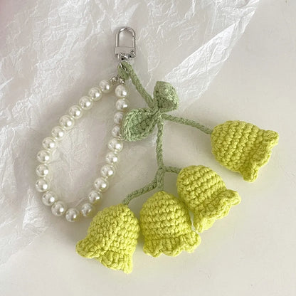 Cute Flower Yarn Women'S Keychain