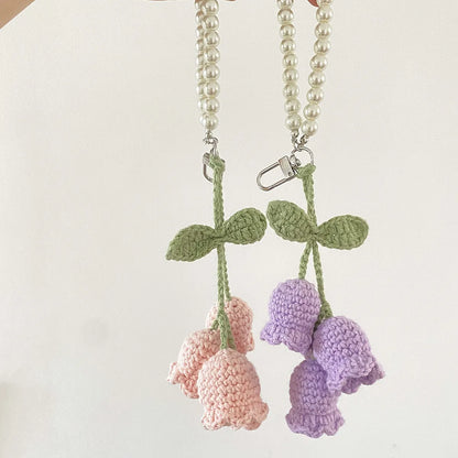 Cute Flower Yarn Women'S Keychain