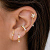 Cute Flower Zircon Earrings Copper Plated 18K Gold For Women Without Pierced Ears