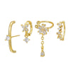 Cute Flower Zircon Earrings Copper Plated 18K Gold For Women Without Pierced Ears