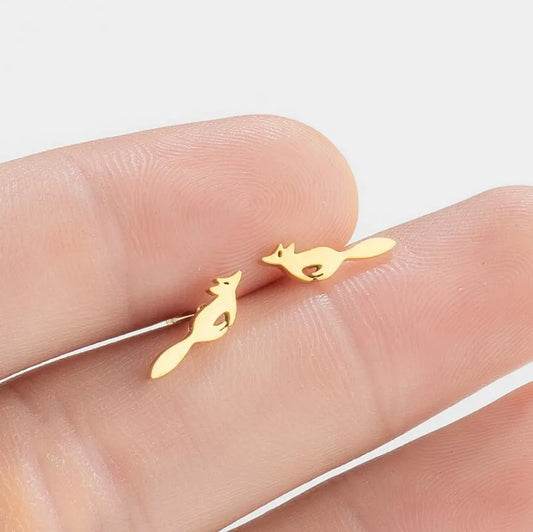 Cute Fox Plating 304 Stainless Steel No Inlaid 18K Gold Plated Ear Studs